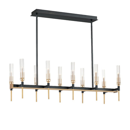 10 Light Linear Chandelier, Black