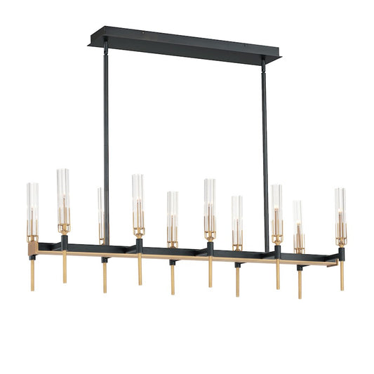 10 Light Linear Chandelier, Black