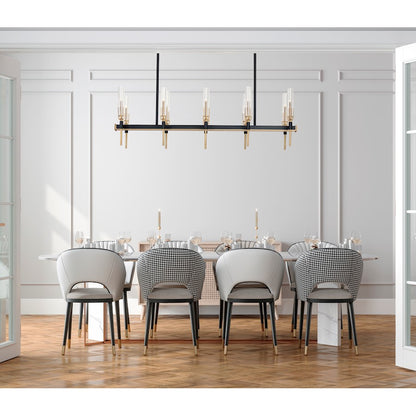 10 Light Linear Chandelier, Black