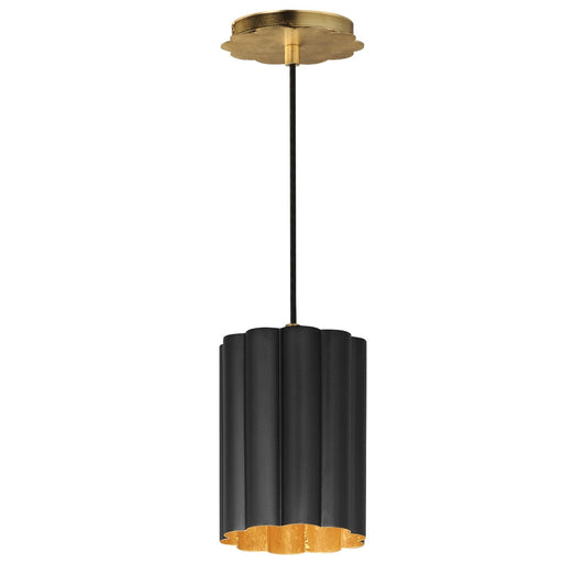 Maxim Lighting Primrose 1Lt 8.75" Single Pendant, Black/Gold Leaf