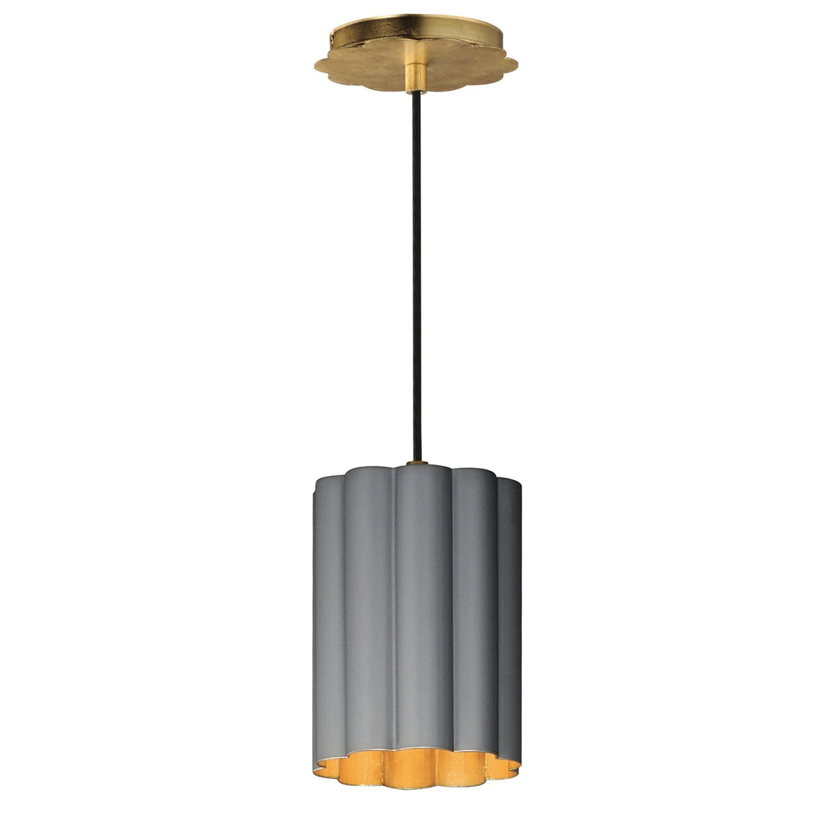 Maxim Lighting Primrose 1Lt 8.75" Single Pendant, Grey/Gold Leaf
