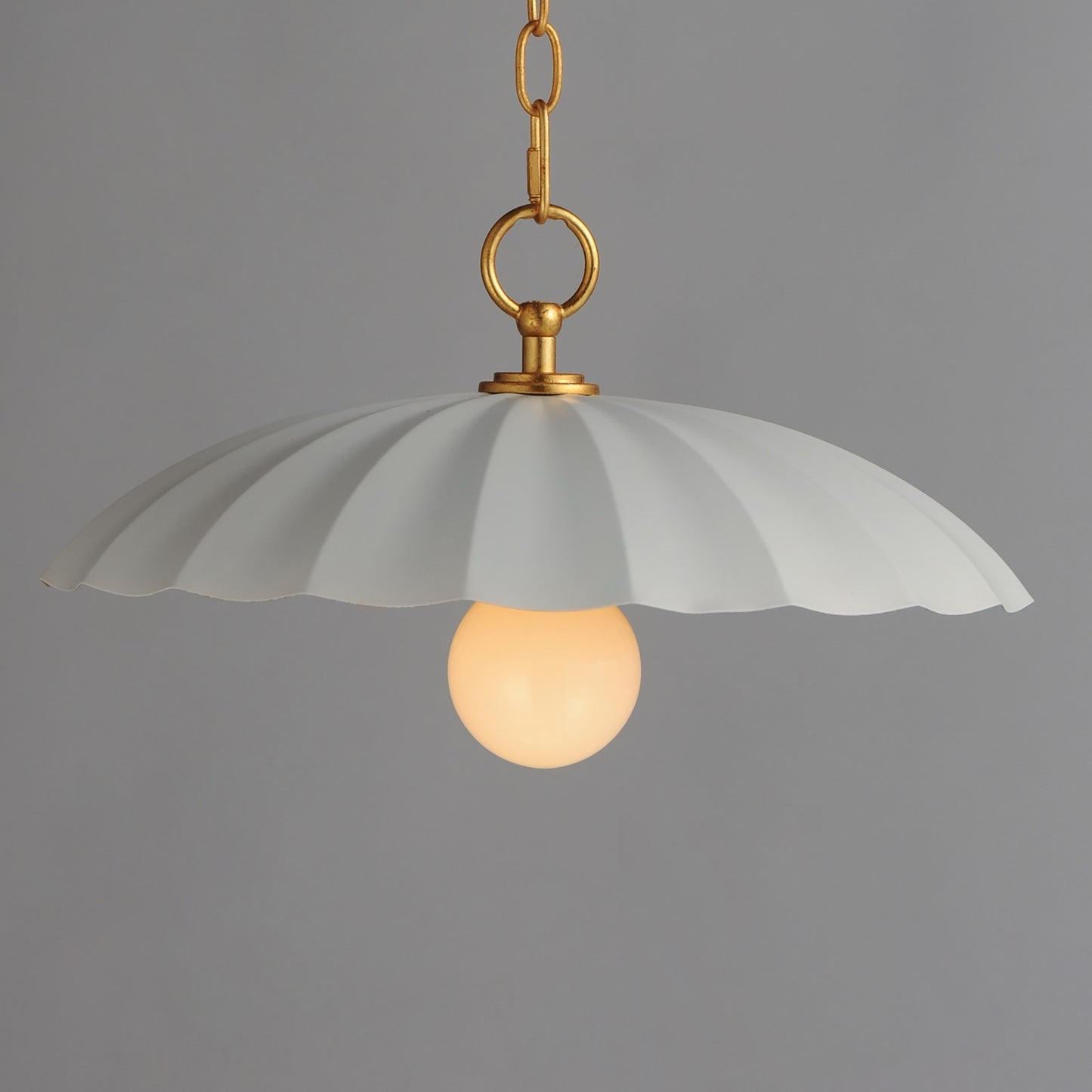 Maxim Lighting Primrose 16in 1-Light Pendant | Matte White and Gold Leaf Metal | Kitchen Island & Dining Room | 16 x 16 x 9 in | Model 18055MWGL