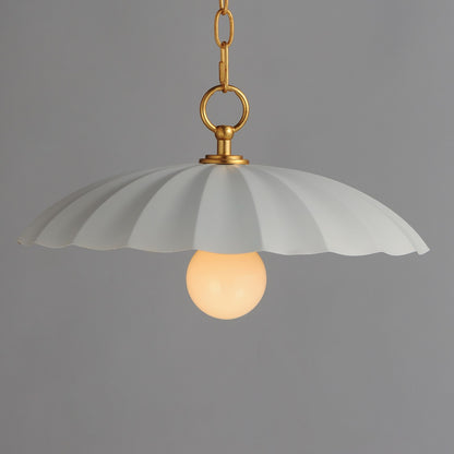 Maxim Lighting Primrose 16in 1-Light Pendant | Matte White and Gold Leaf Metal | Kitchen Island & Dining Room | 16 x 16 x 9 in | Model 18055MWGL