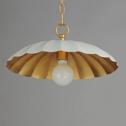 Maxim Lighting Primrose 16in 1-Light Pendant | Matte White and Gold Leaf Metal | Kitchen Island & Dining Room | 16 x 16 x 9 in | Model 18055MWGL