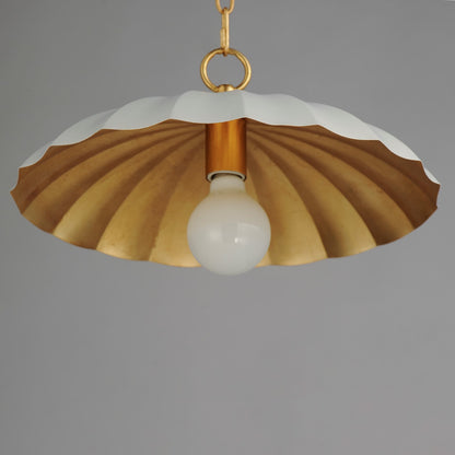 Maxim Lighting Primrose 16in 1-Light Pendant | Matte White and Gold Leaf Metal | Kitchen Island & Dining Room | 16 x 16 x 9 in | Model 18055MWGL
