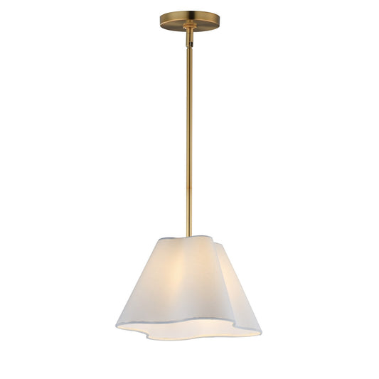 Maxim Lighting Saxon 1Lt 9" Single Pendant, Aged Brass/White