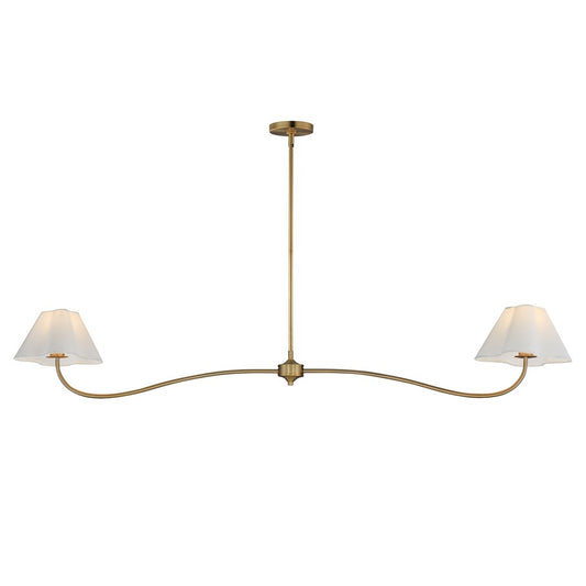Maxim Lighting Saxon 2Lt 10.25" Linear Pendant, Aged Brass/White - 18102WTNAB
