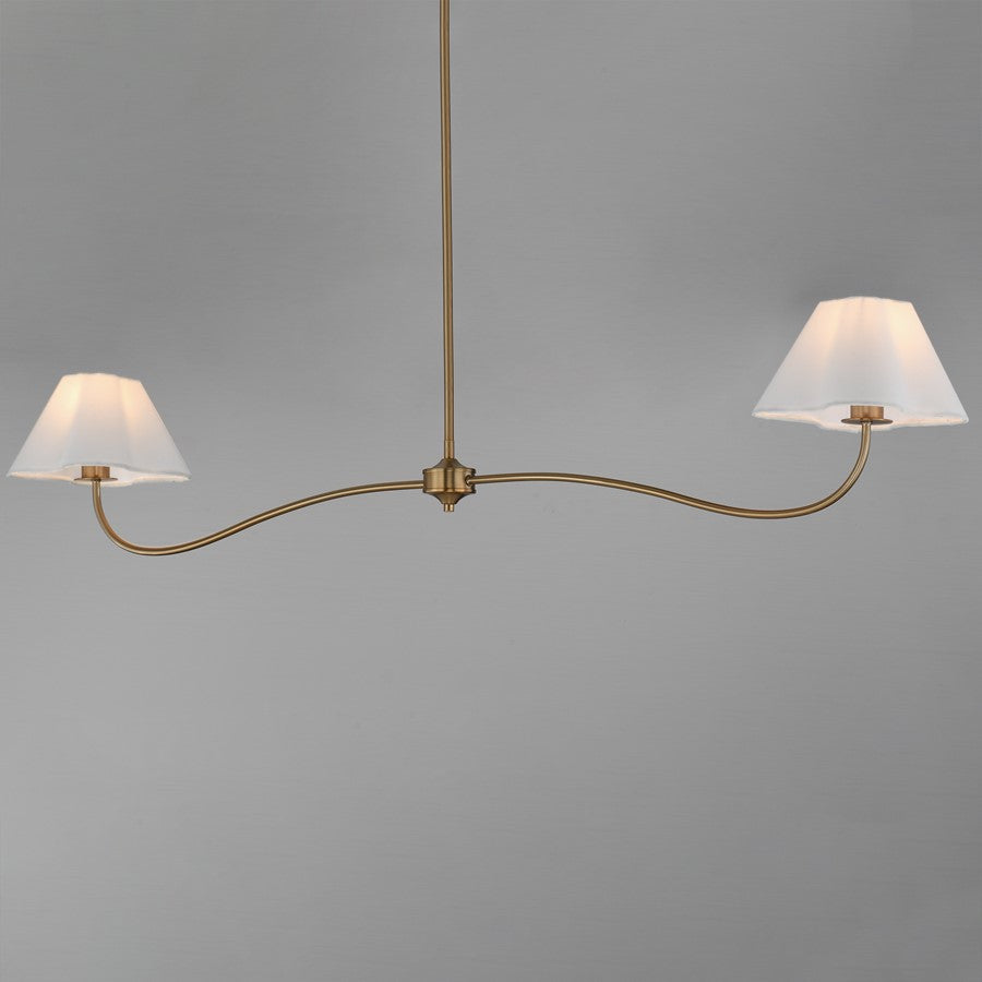 Maxim Lighting Saxon 2Lt 10.25" Linear Pendant, Aged Brass/White