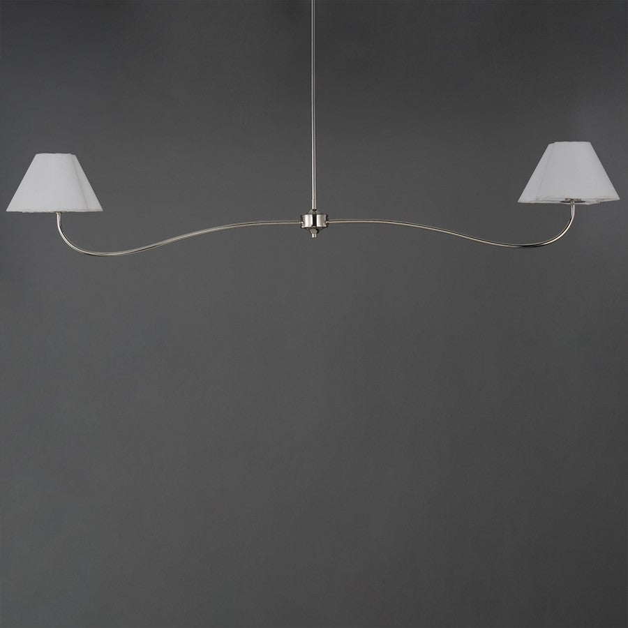 Maxim Lighting Saxon 2Lt 10.25" Linear Pendant, Polished Nk/Wht