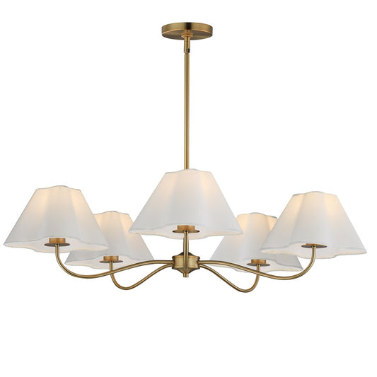 Maxim Lighting Saxon 5Lt 9.25" Chandelier, Natural Aged Brass/White - 18105WTNAB