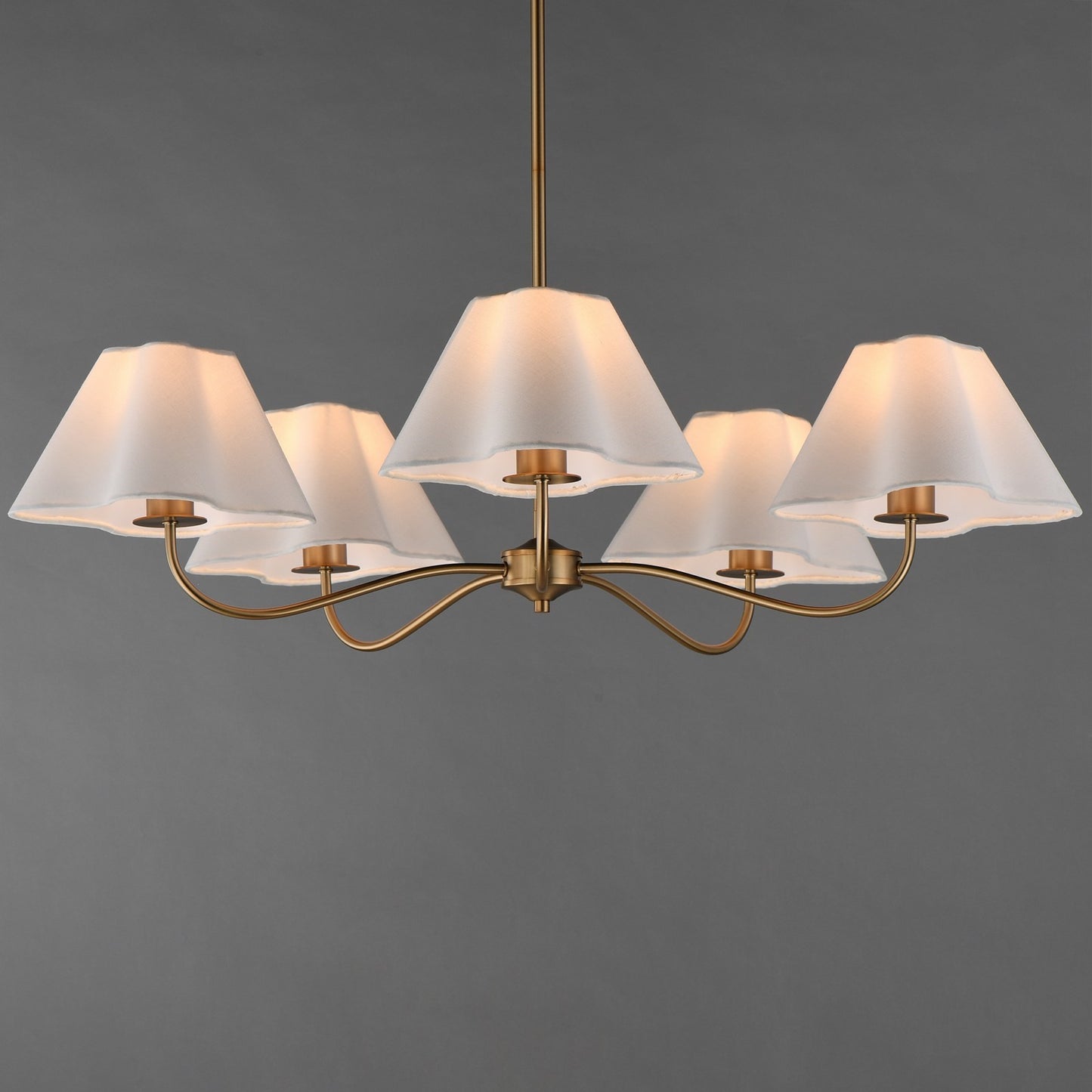 Maxim Lighting Saxon 5Lt 9.25" Chandelier, Natural Aged Brass/White