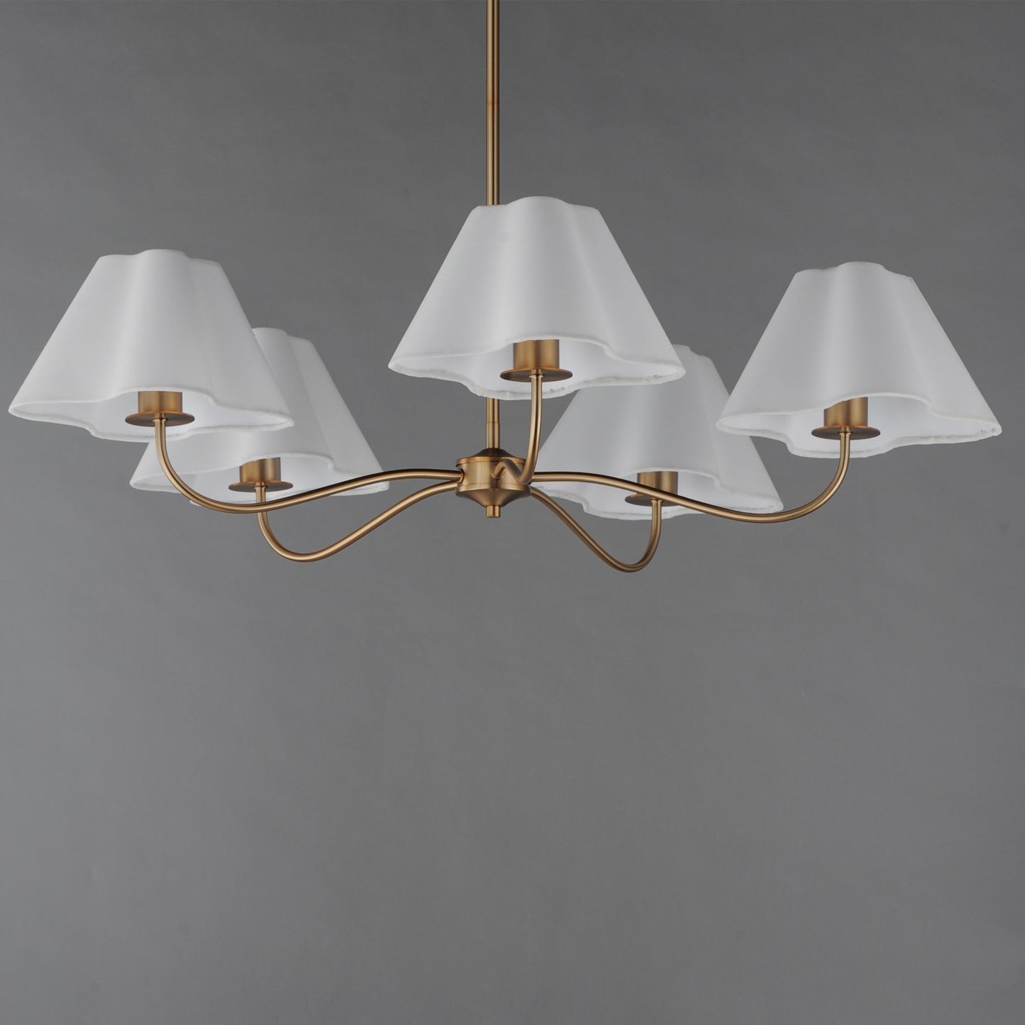 Maxim Lighting Saxon 5Lt 9.25" Chandelier, Natural Aged Brass/White