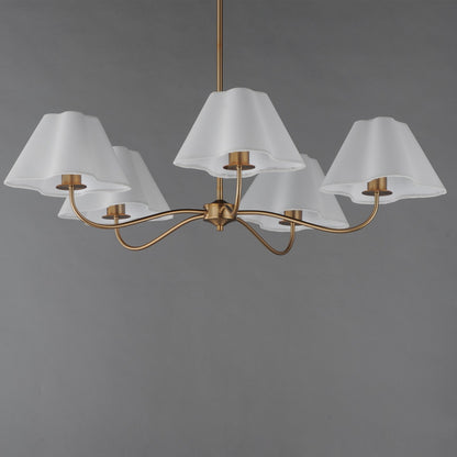Maxim Lighting Saxon 5Lt 9.25" Chandelier, Natural Aged Brass/White