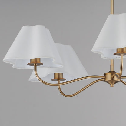 Maxim Lighting Saxon 5Lt 9.25" Chandelier, Natural Aged Brass/White