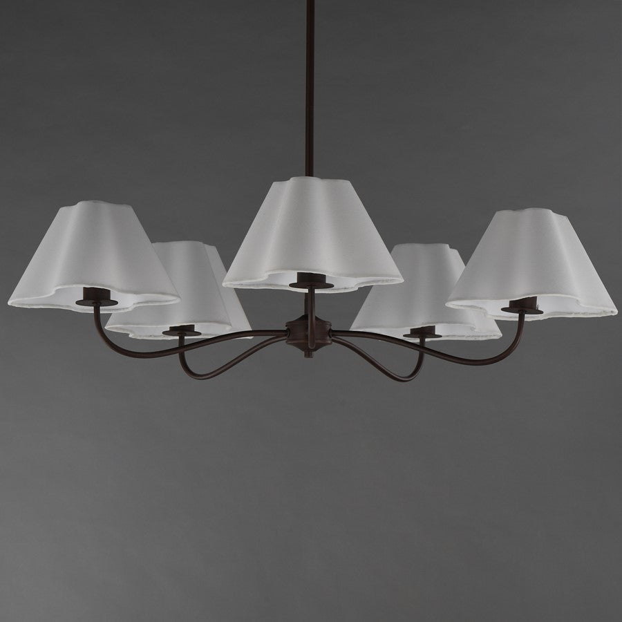Maxim Lighting Saxon 5Lt 9.25" Chandelier, Oil Rubbed Bronze/White