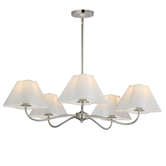 Maxim Lighting Saxon 5 Light 9.25" Chandelier, Polished Nickel/White