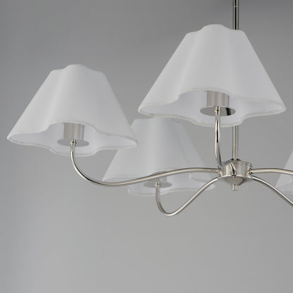 Maxim Lighting Saxon 5 Light 9.25" Chandelier, Polished Nickel/White