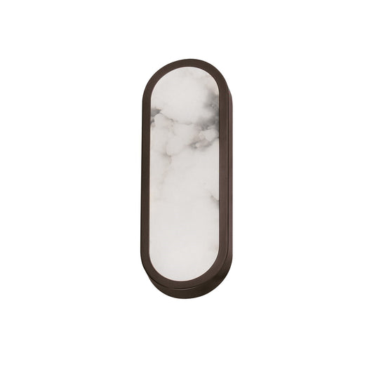 Maxim Plinth 15in 1-Light LED Wall Sconce | Modern Dark Bronze and White Alabaster | Bedroom & Hallway Accent Light | 5.25 x 15 in | Model 18231WADBZ