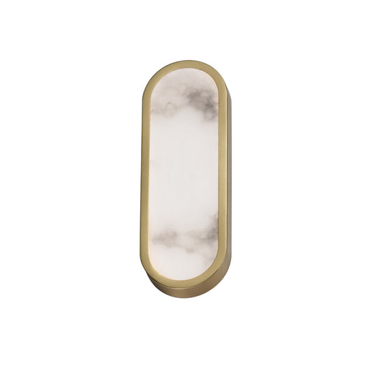Maxim Plinth 15in 1-Light LED Wall Sconce | Modern Natural Aged Brass and White Alabaster | Bedroom & Hallway Accent Light | Model 18231WANAB