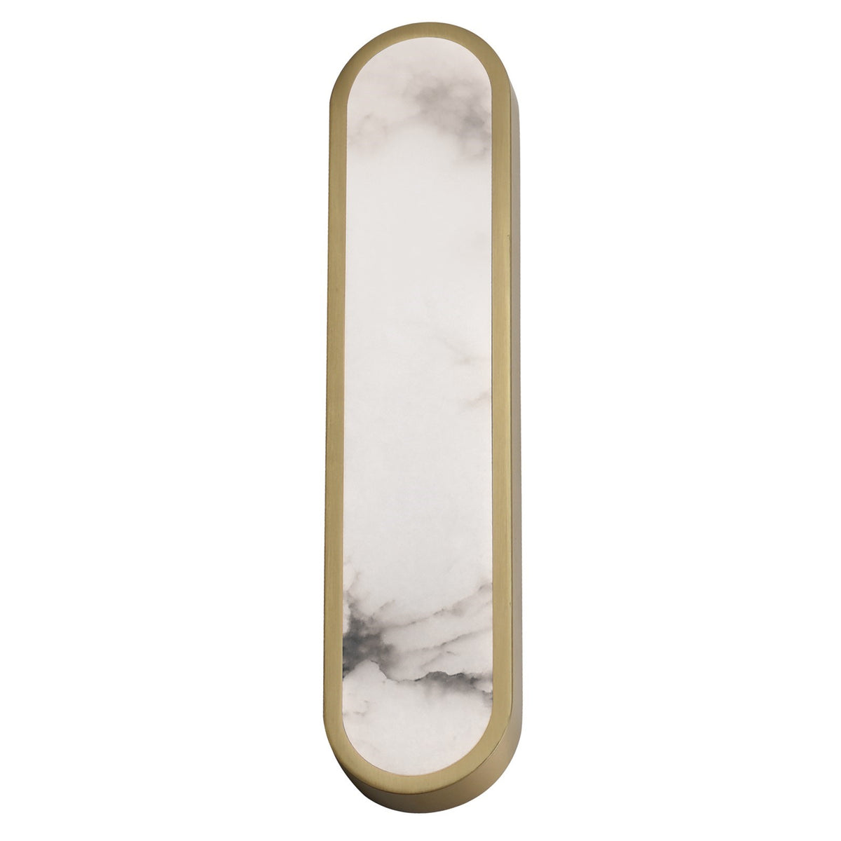 Maxim Plinth 24in 1-Light LED Wall Sconce | Modern Natural Aged Brass and White Alabaster | Bedroom & Hallway Accent Light | Model 18232WANAB