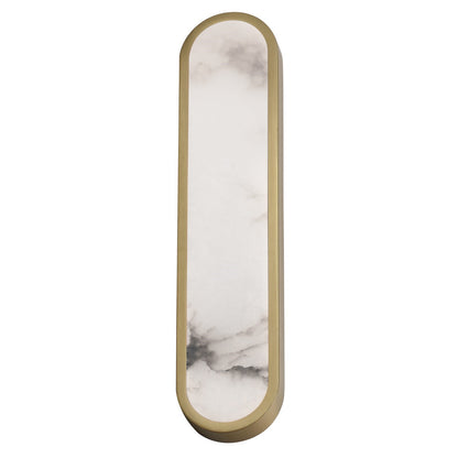Maxim Plinth 24in 1-Light LED Wall Sconce | Modern Natural Aged Brass and White Alabaster | Bedroom & Hallway Accent Light | Model 18232WANAB