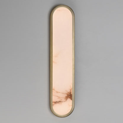 Maxim Plinth 24in 1-Light LED Wall Sconce | Modern Natural Aged Brass and White Alabaster | Bedroom & Hallway Accent Light | Model 18232WANAB