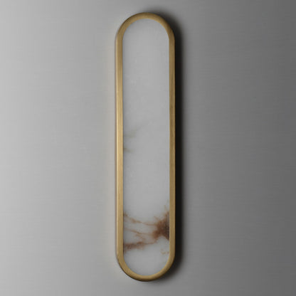 Maxim Plinth 24in 1-Light LED Wall Sconce | Modern Natural Aged Brass and White Alabaster | Bedroom & Hallway Accent Light | Model 18232WANAB