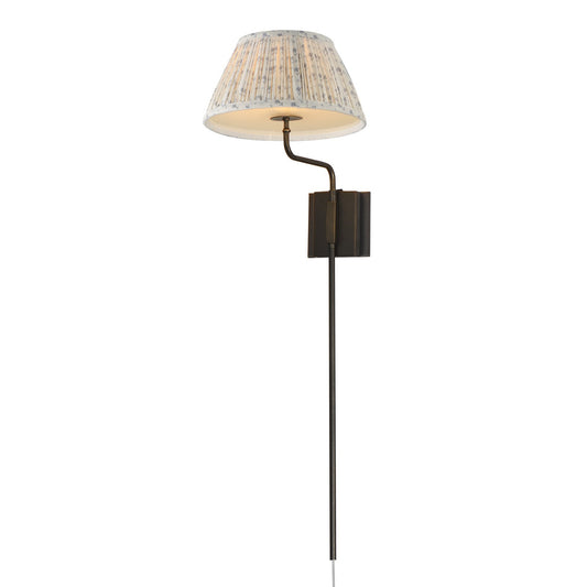 Maxim Lighting Dunbridge 39.25in 1-Light Wall Sconce | Weathered Brass and Off-White Fabric | Bedroom & Hallway | Model 18410BWANB