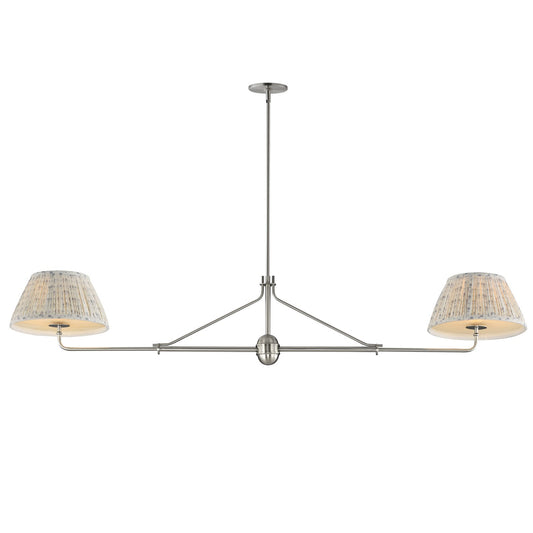 Maxim Lighting Dunbridge 12in 2-Light Linear Pendant | Traditional Weathered Brass and Off-White Fabric | Kitchen Island & Dining | Model 18412BWPN