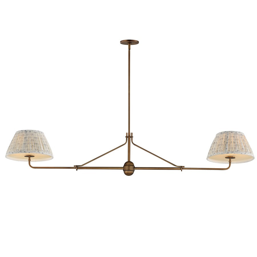 Maxim Lighting Dunbridge 2Lt 11" Linear Pendant, Blue Wht/Brs - 18412BWWBR