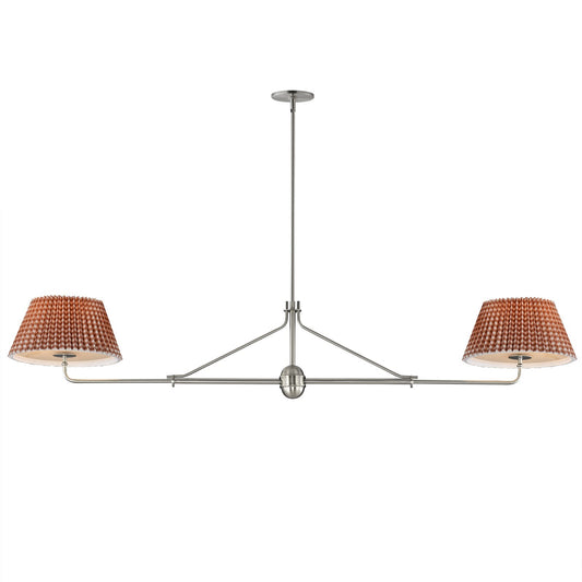 Maxim Lighting Dunbridge 12in 2-Light Pendant | Traditional Polished Nickel and Rustic Beige Fabric | Kitchen Island & Dining Room | Model 18412RBPN