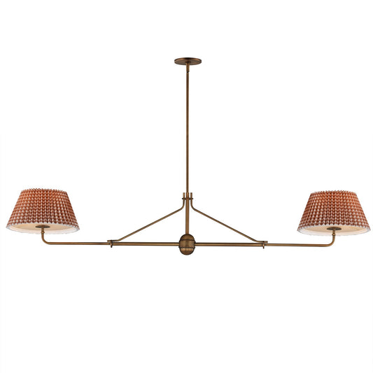 Maxim Lighting Dunbridge 12in 2-Light Pendant | Traditional Weathered Brass and Rustic Beige Fabric | Kitchen Island & Dining Room | Model 18412RBWBR