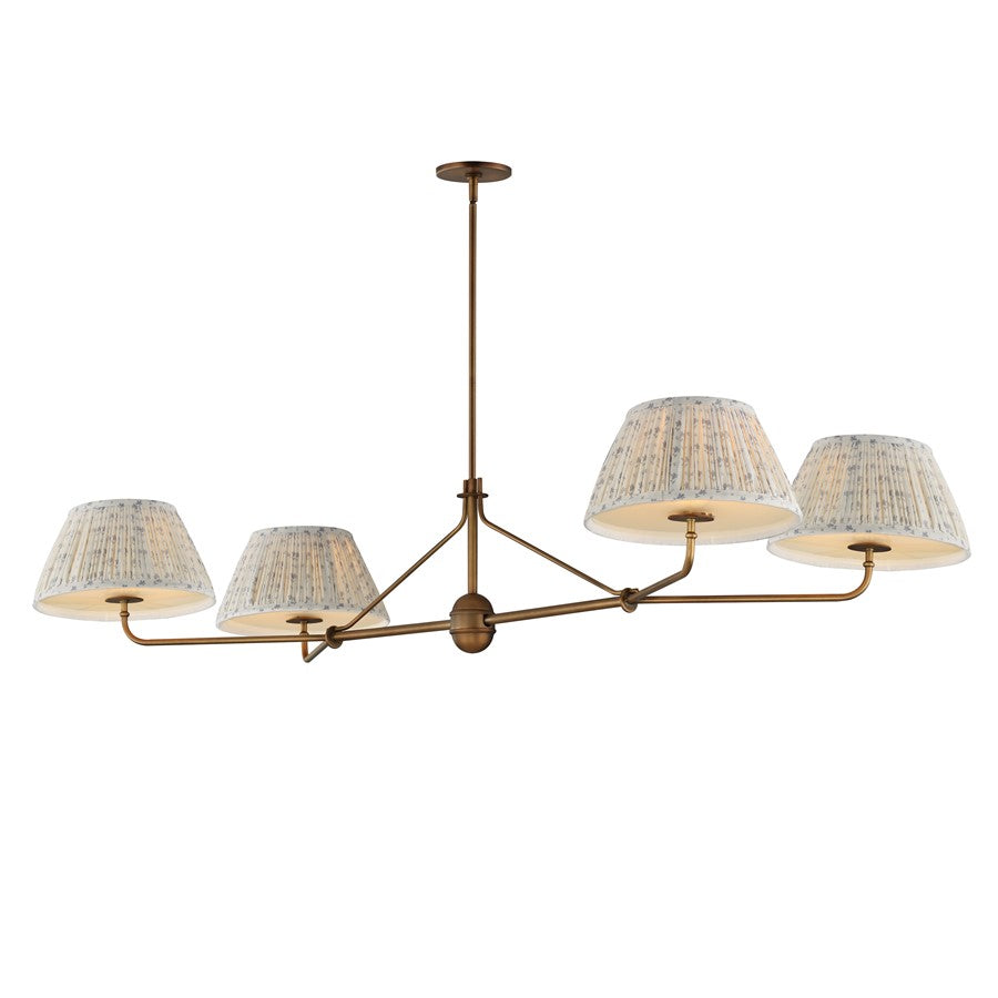 Maxim Lighting Dunbridge 4Lt 11" Linear Pendant, Blue Wht/Brs - 18414BWWBR