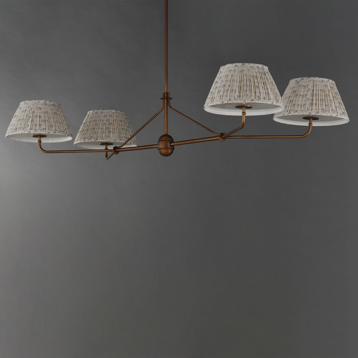 Maxim Lighting Dunbridge 4Lt 11" Linear Pendant, Blue Wht/Brs