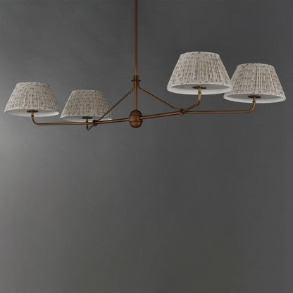 Maxim Lighting Dunbridge 4Lt 11" Linear Pendant, Blue Wht/Brs