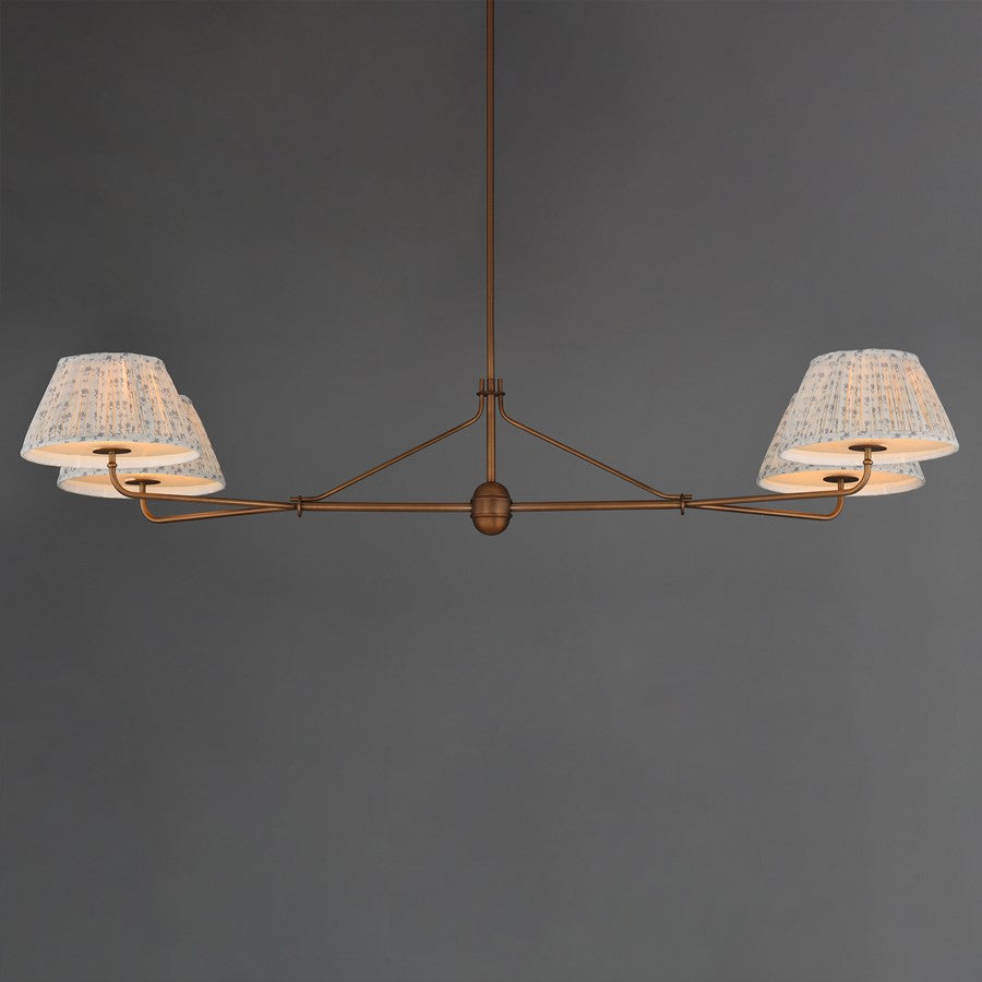Maxim Lighting Dunbridge 4Lt 11" Linear Pendant, Blue Wht/Brs