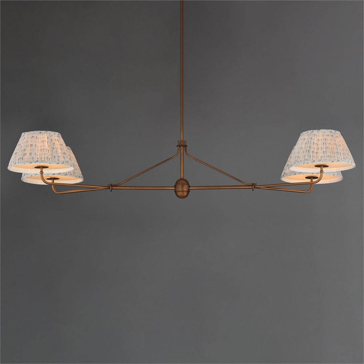 Maxim Lighting Dunbridge 4Lt 11" Linear Pendant, Blue Wht/Brs