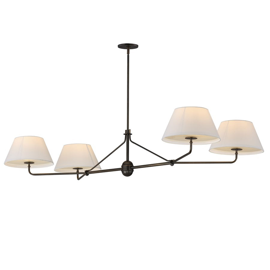 Maxim Lighting Dunbridge 4Lt 11" Linear Pendant, Wht/Antique Bronze - 18414OFANB