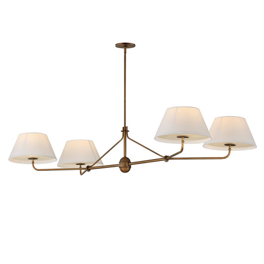 Maxim Lighting Dunbridge 4Lt 11" Linear Pendant, Wht/Weathered Brs