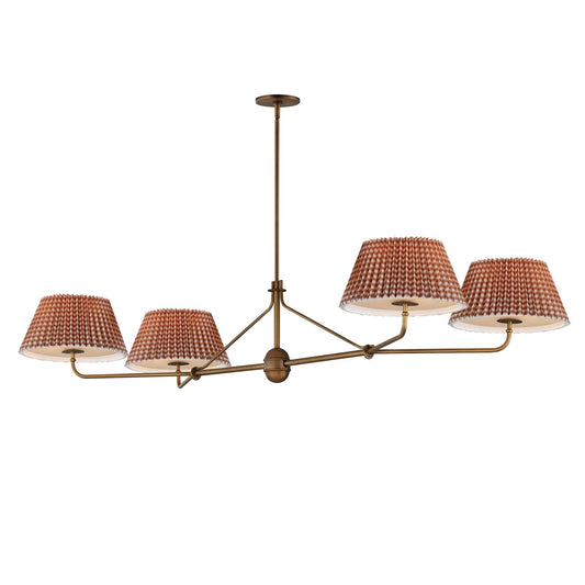 Maxim Lighting Dunbridge 62in 4-Light Chandelier | Traditional Antique Bronze and Off-White Fabric | Dining Room & Foyer | Model 18414RBWBR