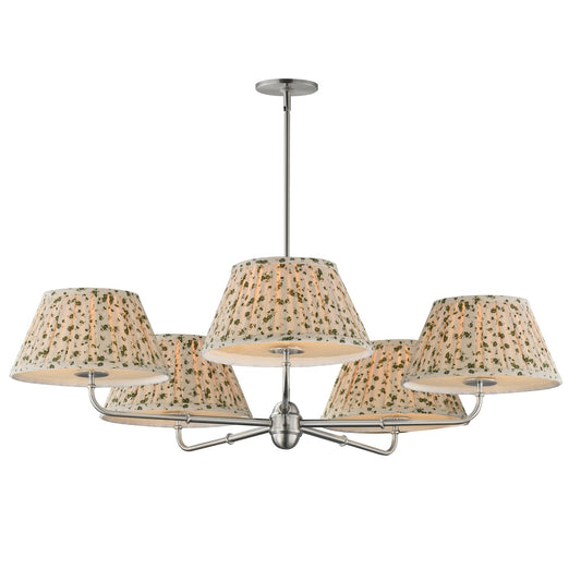 Maxim Lighting Dunbridge 42in 5-Light Chandelier | Antique Bronze and Off-White Linen | Dining Room & Foyer | 42 x 42 x 10.75 in | Model 18415OWPN