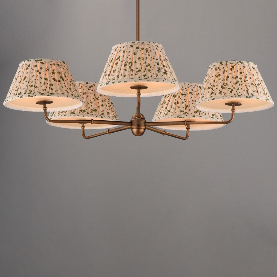 Maxim Lighting Dunbridge 5Lt 10.75" Chandelier, Wht/Weathered Brs