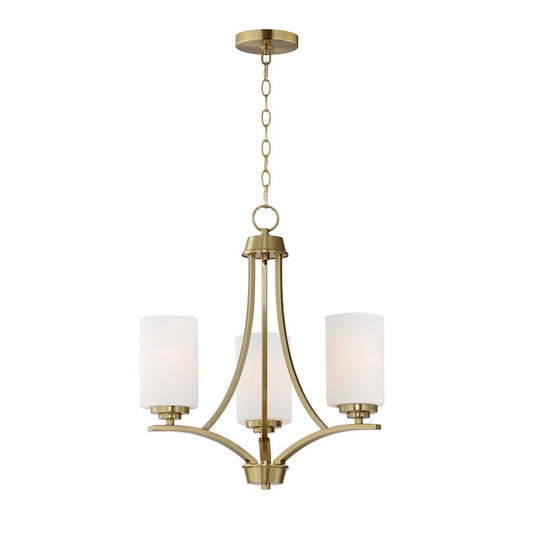 3 Light Mini Chandelier, Satin Brass