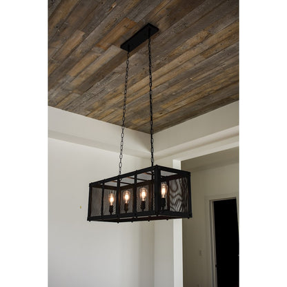 4 Light Linear Pendant, Black/Brass