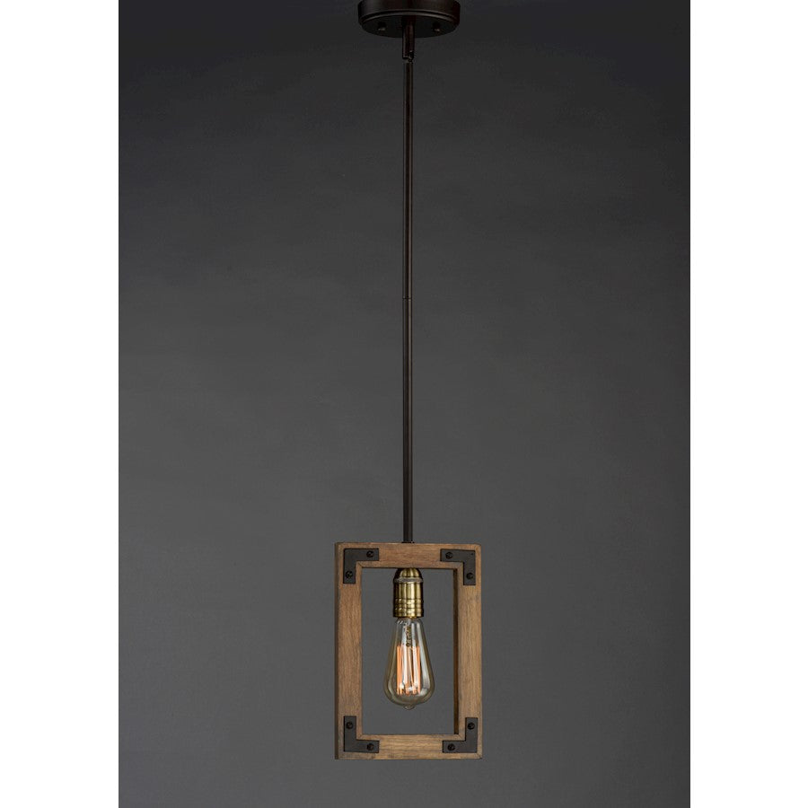 1 Light Pendant, Weathered Oak