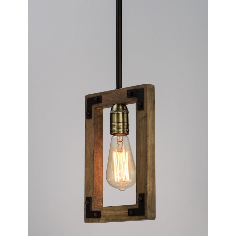 1 Light Pendant, Weathered Oak