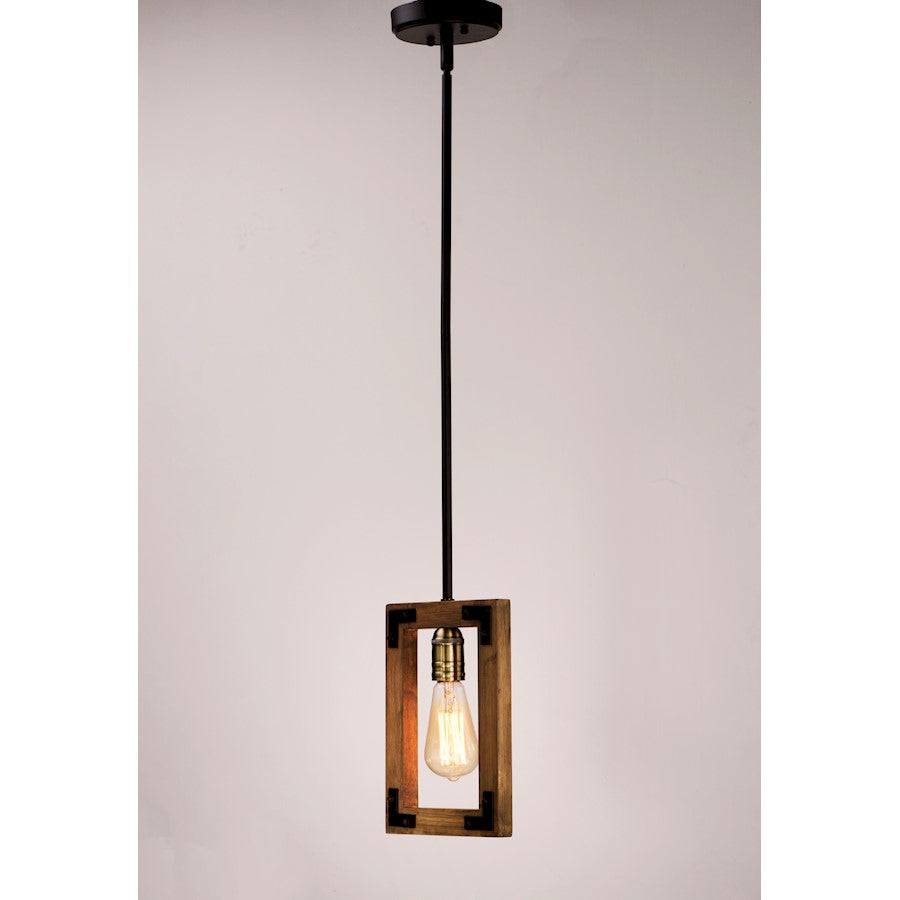 1 Light Pendant, Weathered Oak