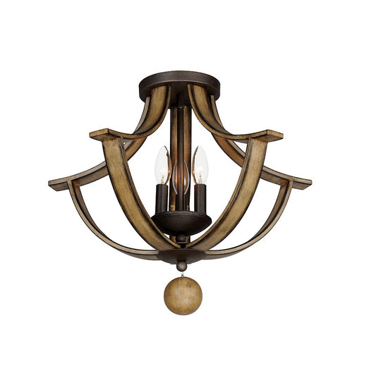 Maxim Lighting Basque 3 Light Semi-Flush Mount, Driftwood/Anthracite