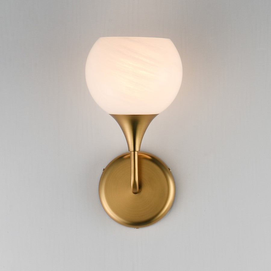Maxim Lighting Neve 1 Light Wall Sconce, Natural Aged Brass/Marble
