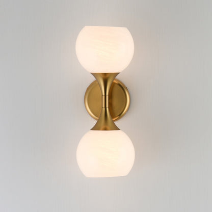 Maxim Lighting Neve 2 Light Wall Sconce, Natural Aged Brass/Marble